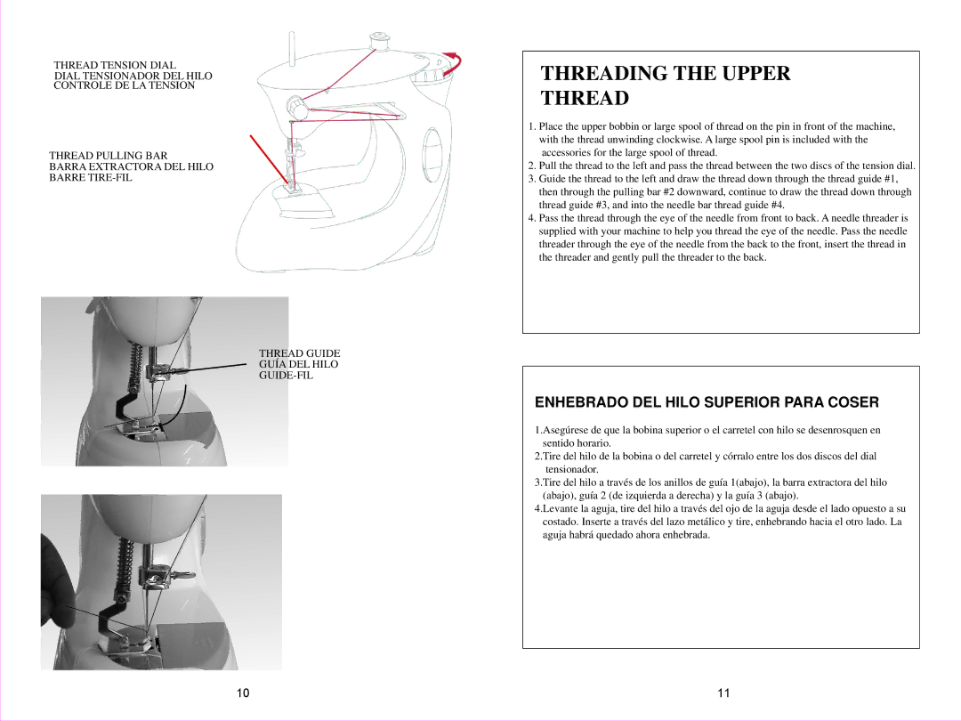 Euro-Pro 998B owner manual Threading the Upper 