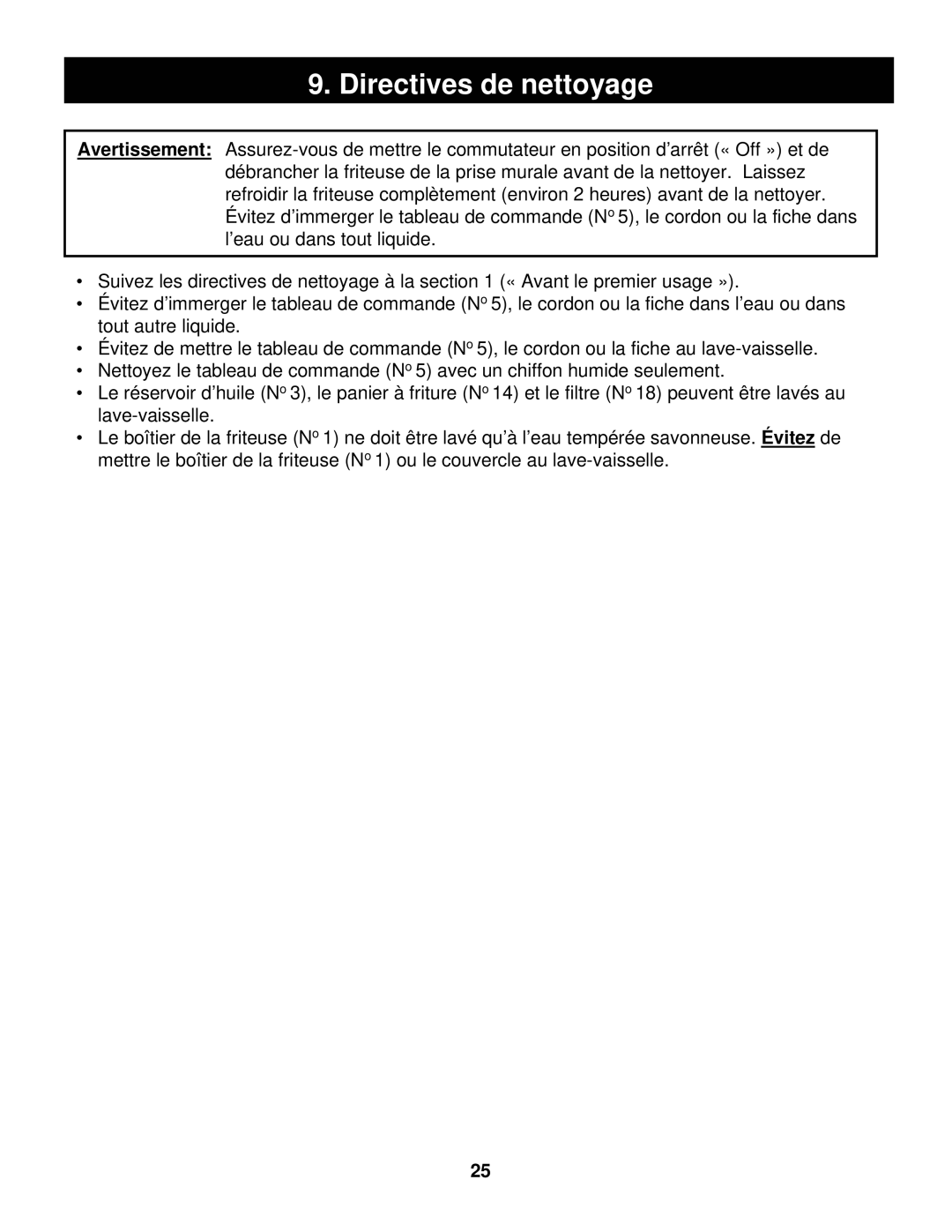 Euro-Pro BF160 manual Directives de nettoyage 