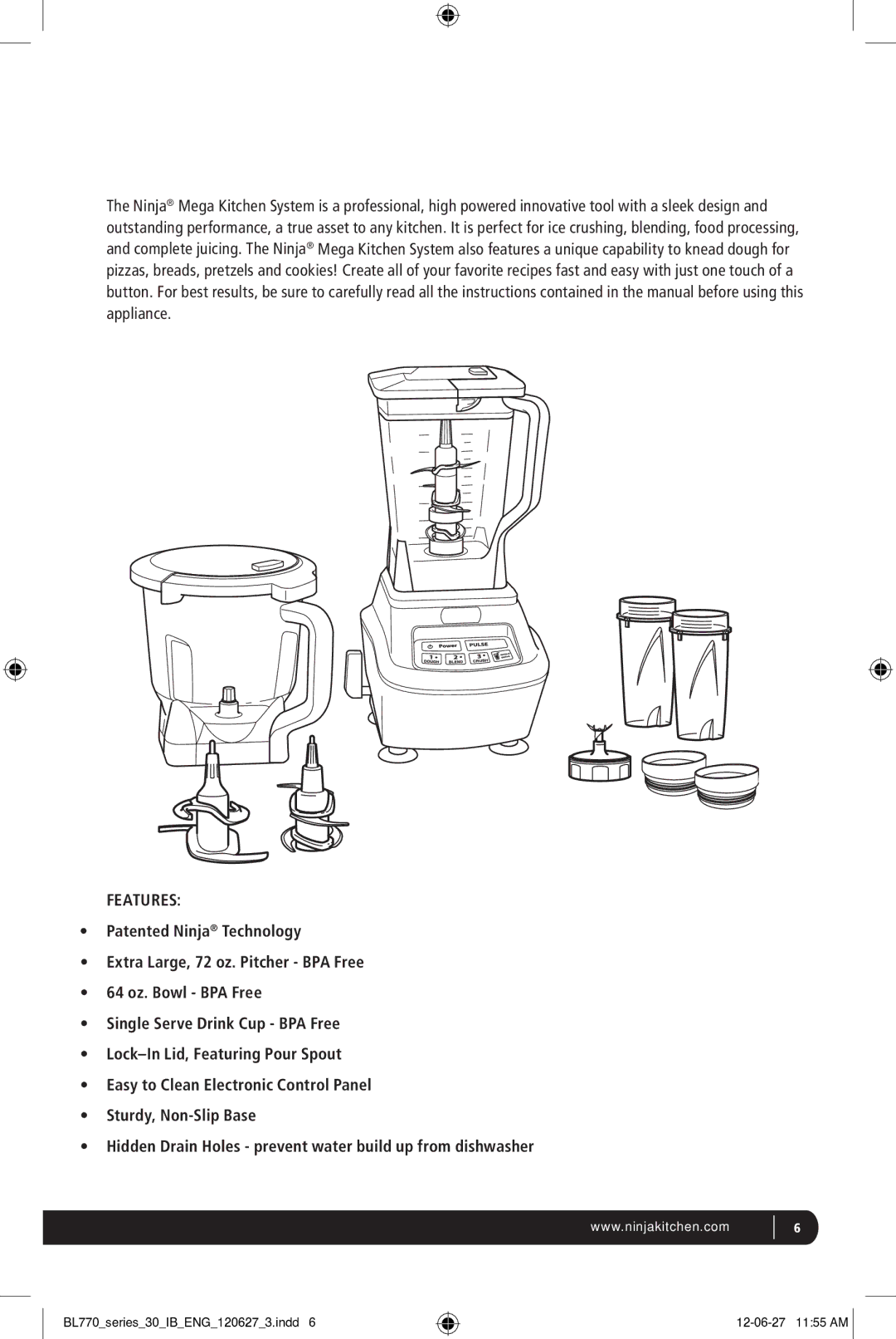 Euro-Pro BL770 manual Features 