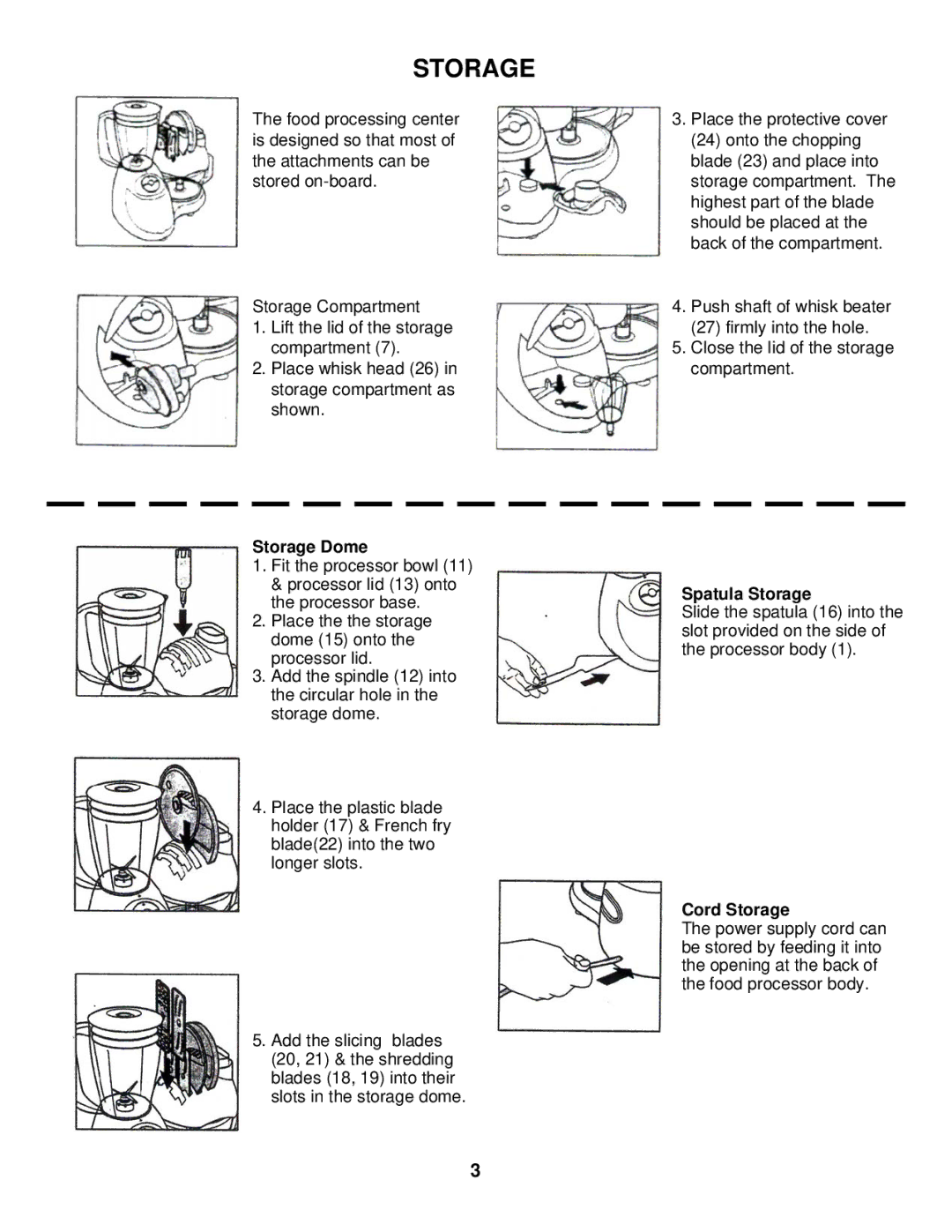 Euro-Pro EKP110 instruction manual Storage Dome 