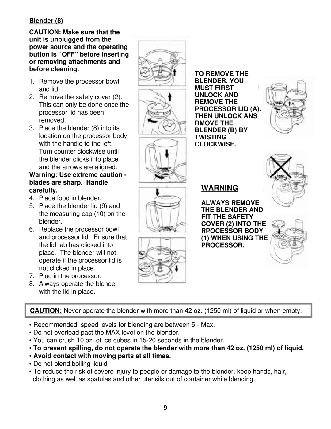 Euro-Pro EKP110 instruction manual Blender 