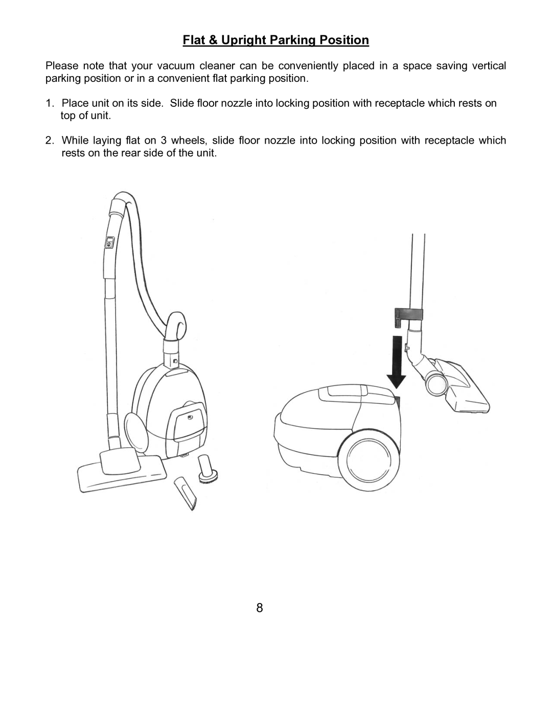 Euro-Pro EP055 manual Flat & Upright Parking Position 