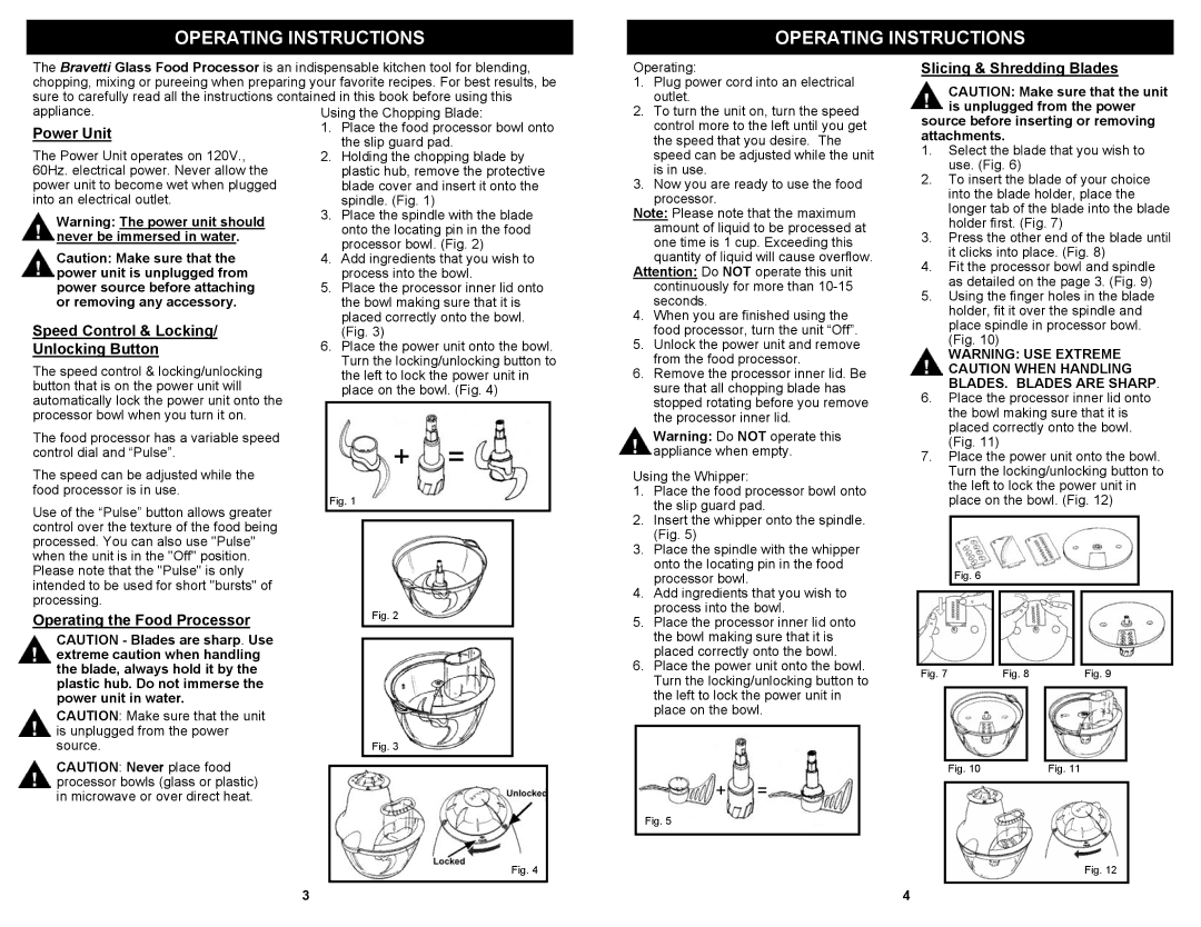 Euro-Pro EP108H owner manual Power Unit, Speed Control & Locking, Unlocking Button, Operating the Food Processor 