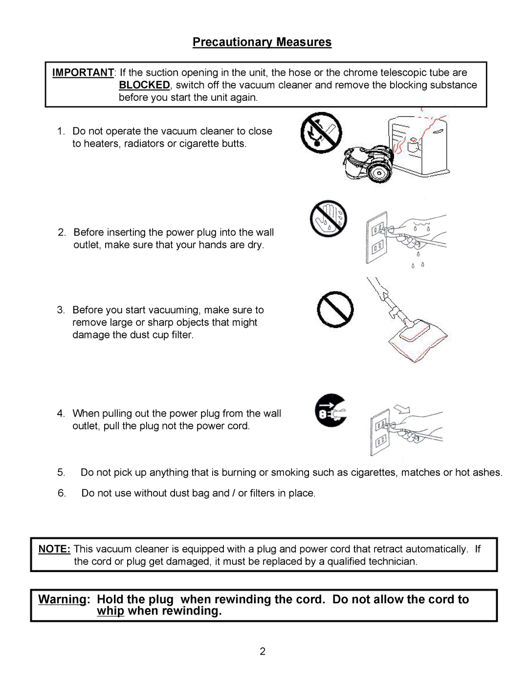 Euro-Pro EP239 manual Precautionary Measures 