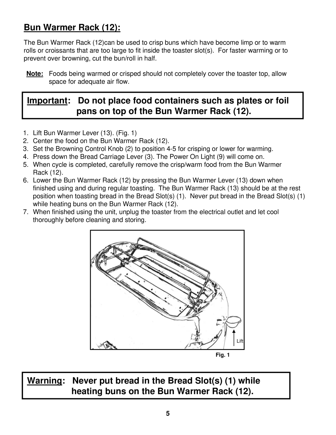 Euro-Pro EP325 warranty Bun Warmer Rack 