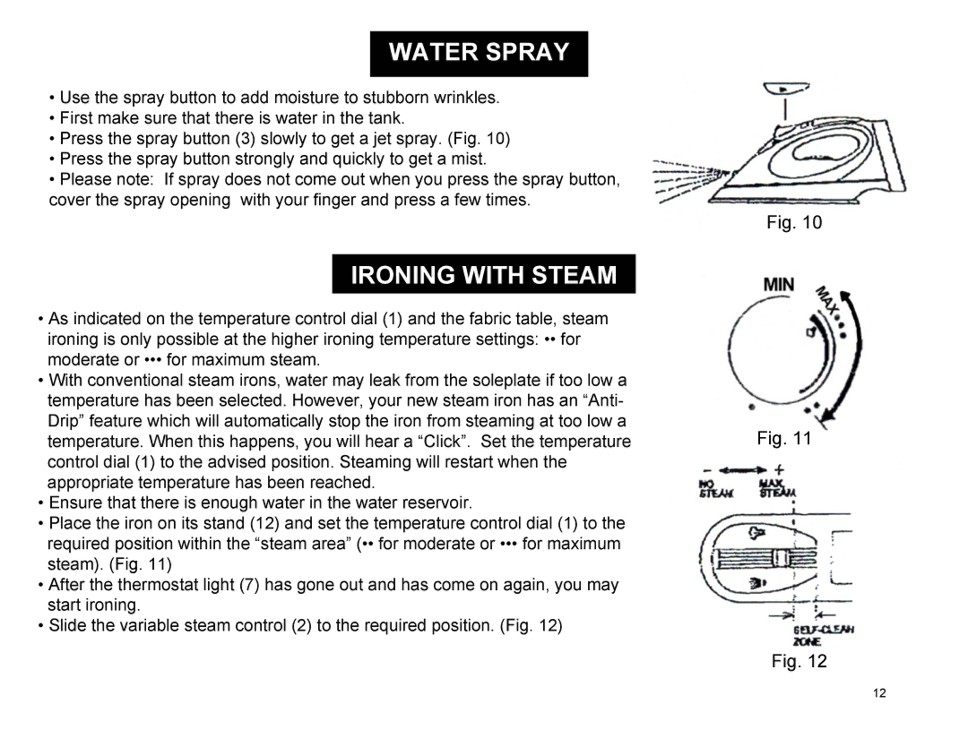 Euro-Pro EP484 warranty Water Spray, Ironing with Steam 