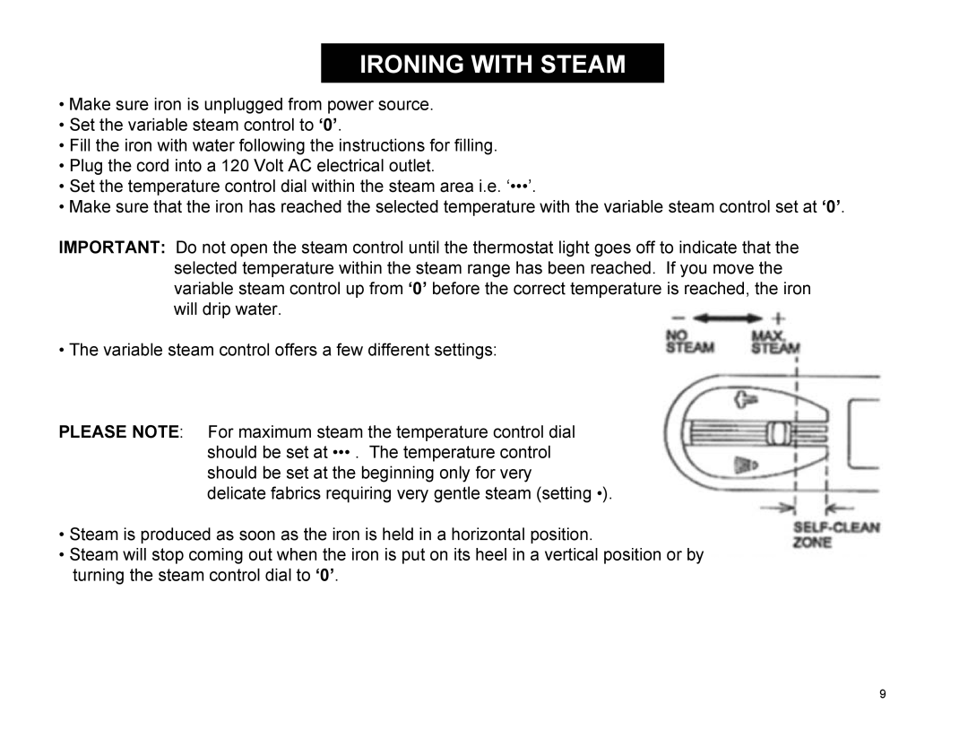 Euro-Pro EP485 warranty Ironing with Steam 