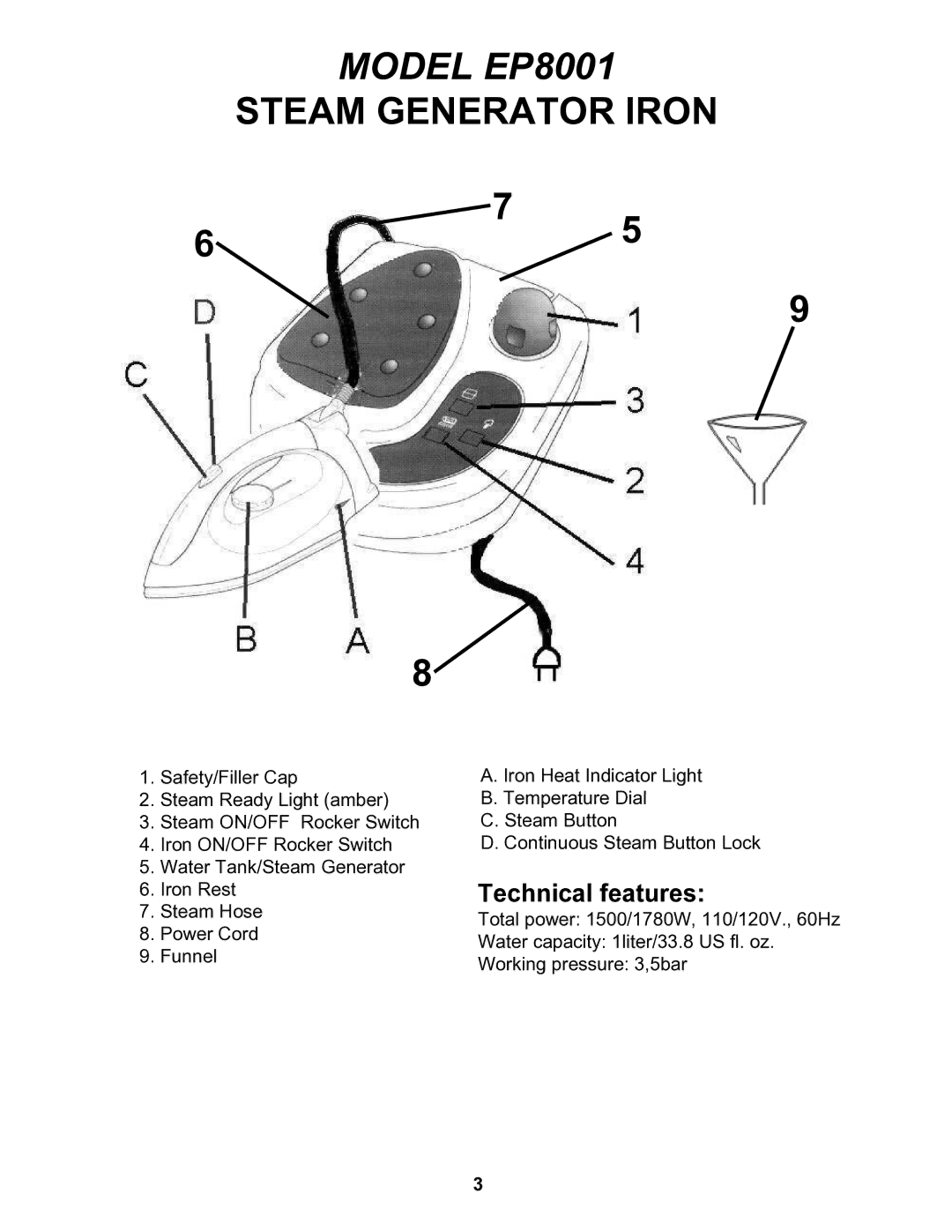 Euro-Pro instruction manual Model EP8001 