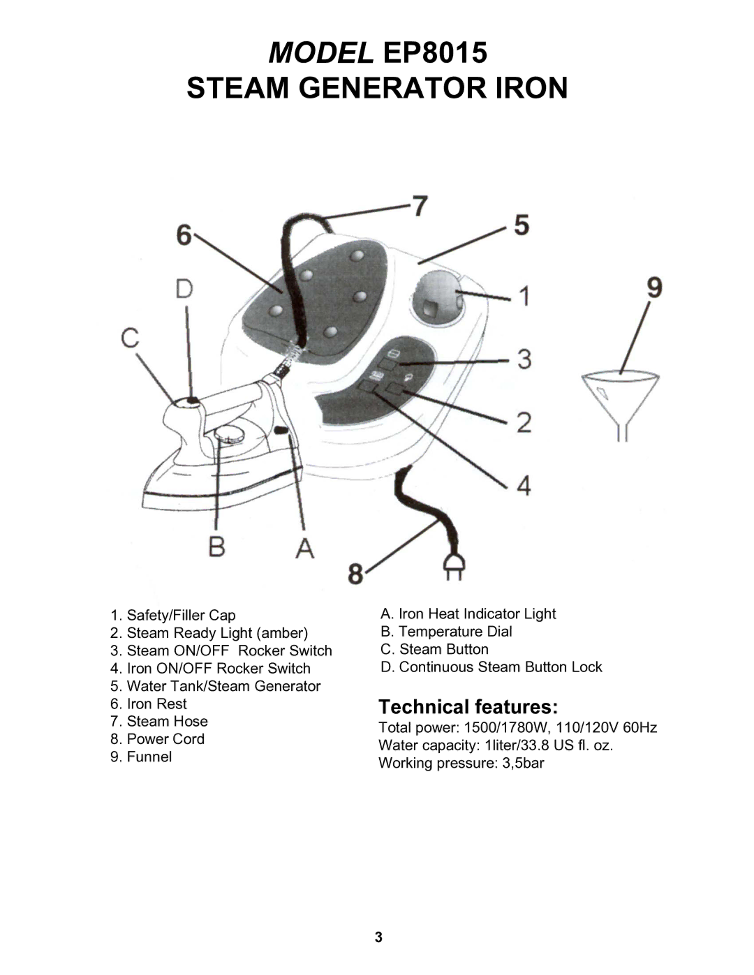 Euro-Pro instruction manual Model EP8015 