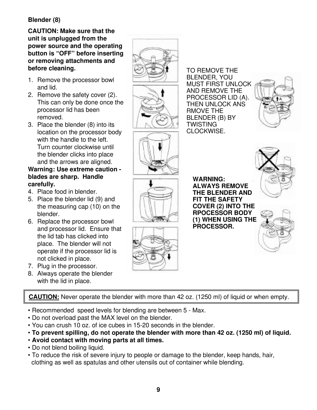 Euro-Pro EP90E instruction manual Blender 