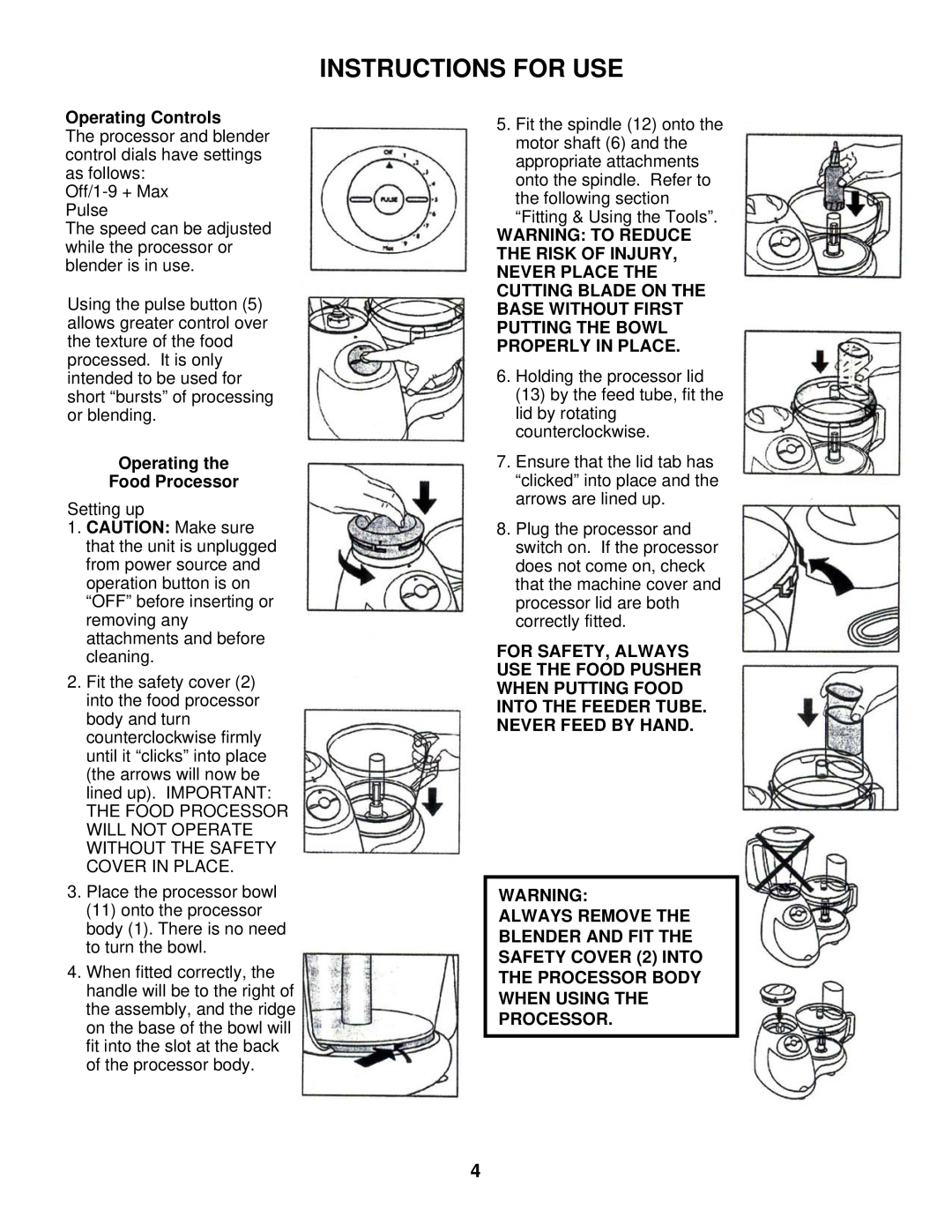Euro-Pro EP90E instruction manual Instructions For Use 