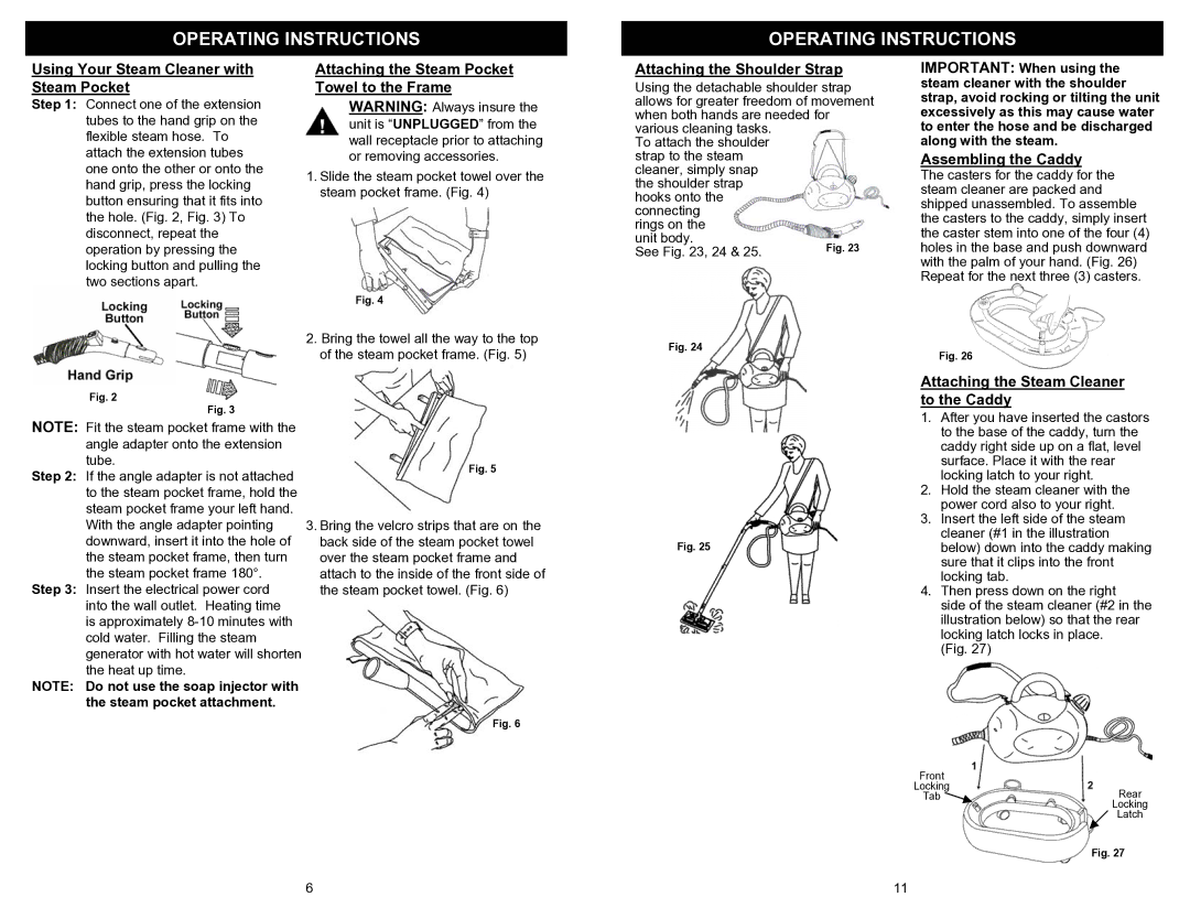 Euro-Pro EP923H owner manual Using Your Steam Cleaner with Steam Pocket, Attaching the Steam Pocket Towel to the Frame 