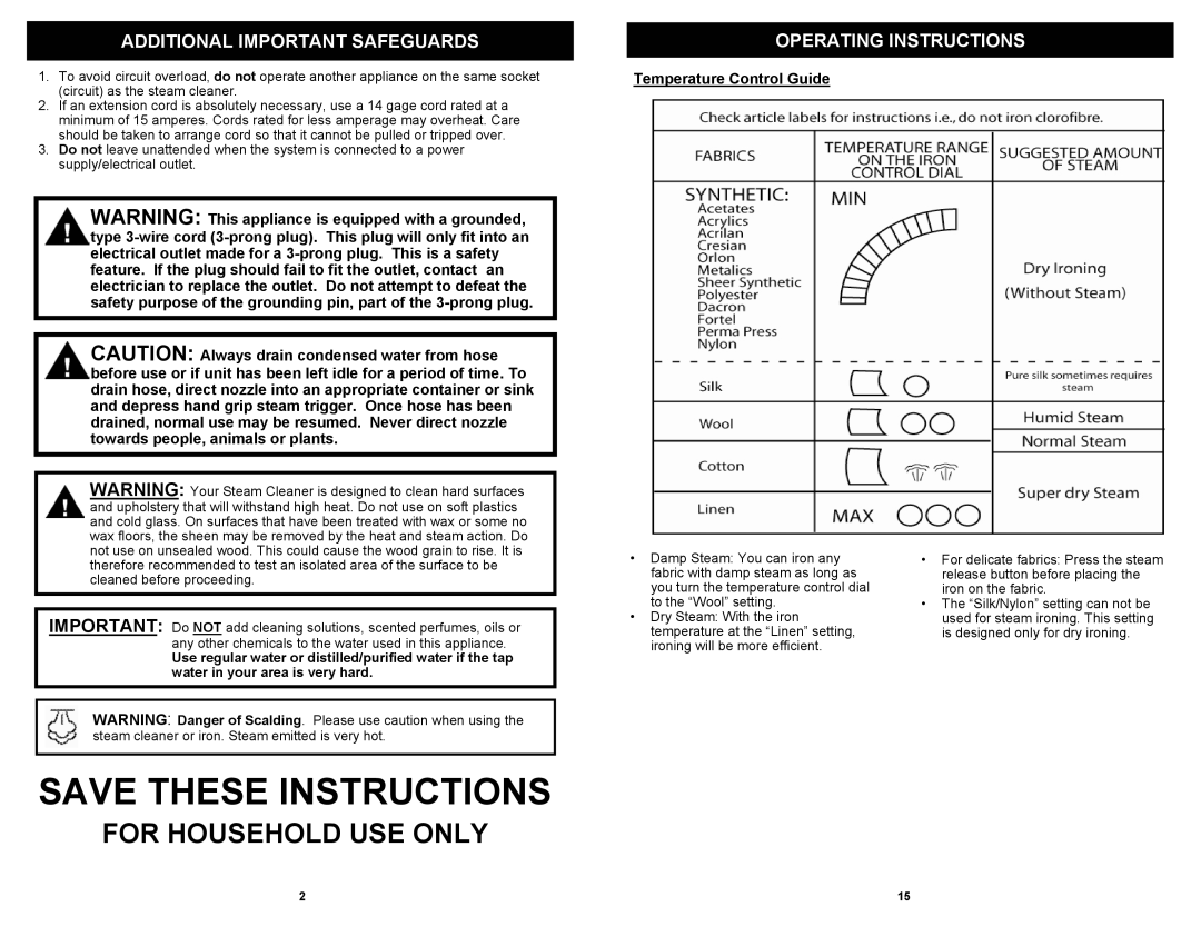 Euro-Pro EP924H owner manual Additional Important Safeguards, Temperature Control Guide 