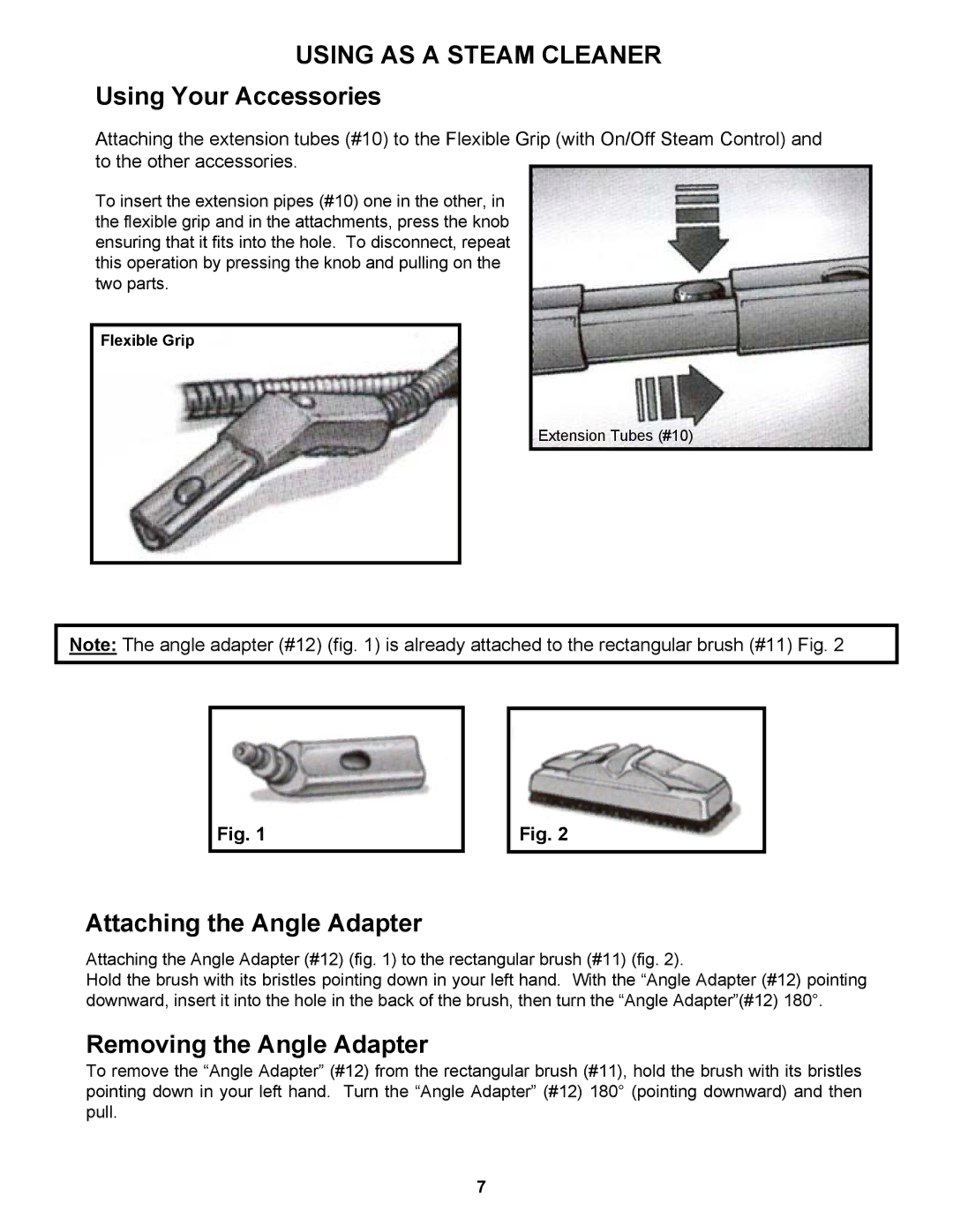 Euro-Pro EP965 warranty Using Your Accessories, Attaching the Angle Adapter, Removing the Angle Adapter 