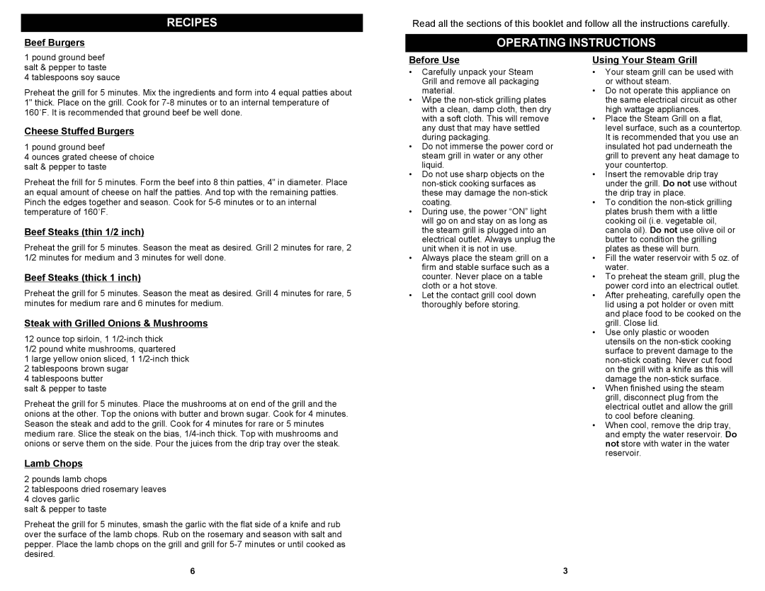 Euro-Pro K4820H owner manual Operating Instructions 