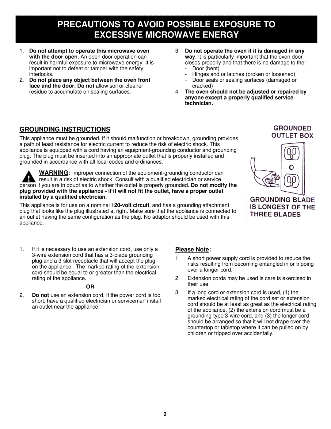 Euro-Pro K5309H owner manual Grounding Instructions, Please Note 