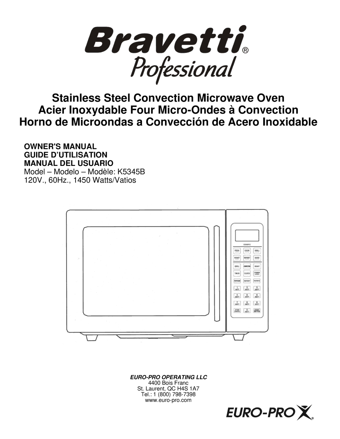 Euro-Pro K5345B owner manual EURO-PRO Operating LLC 