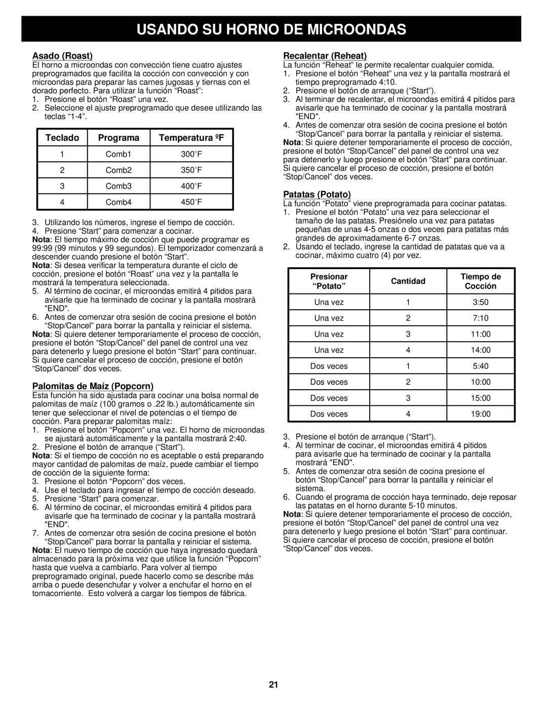 Euro-Pro K5345B Asado Roast, Teclado Programa Temperatura ºF, Palomitas de Maíz Popcorn, Recalentar Reheat, Patatas Potato 