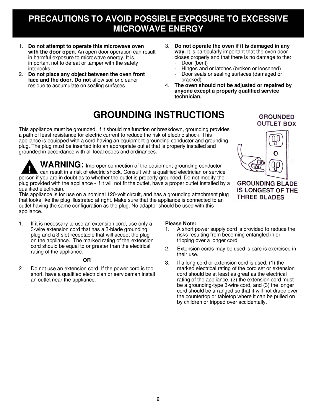 Euro-Pro K5345B owner manual Grounding Instructions, Please Note 