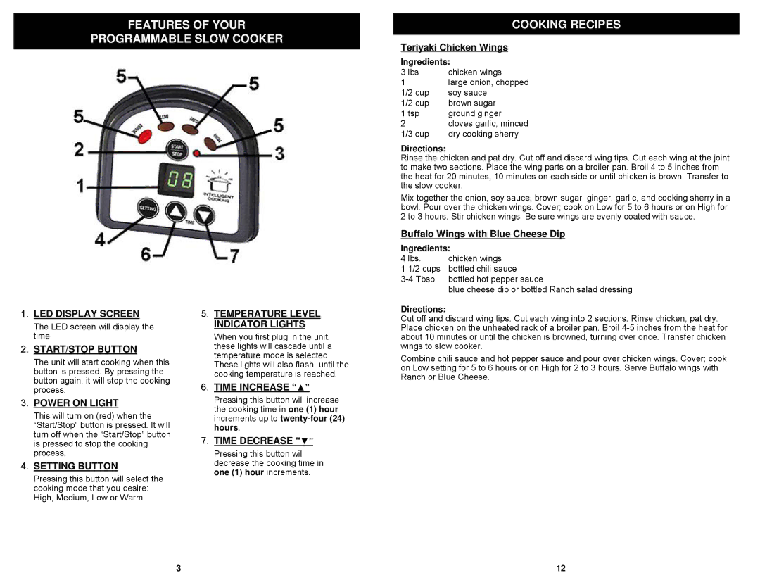 Euro-Pro KC272CF owner manual Features of Your Programmable Slow Cooker Cooking Recipes 