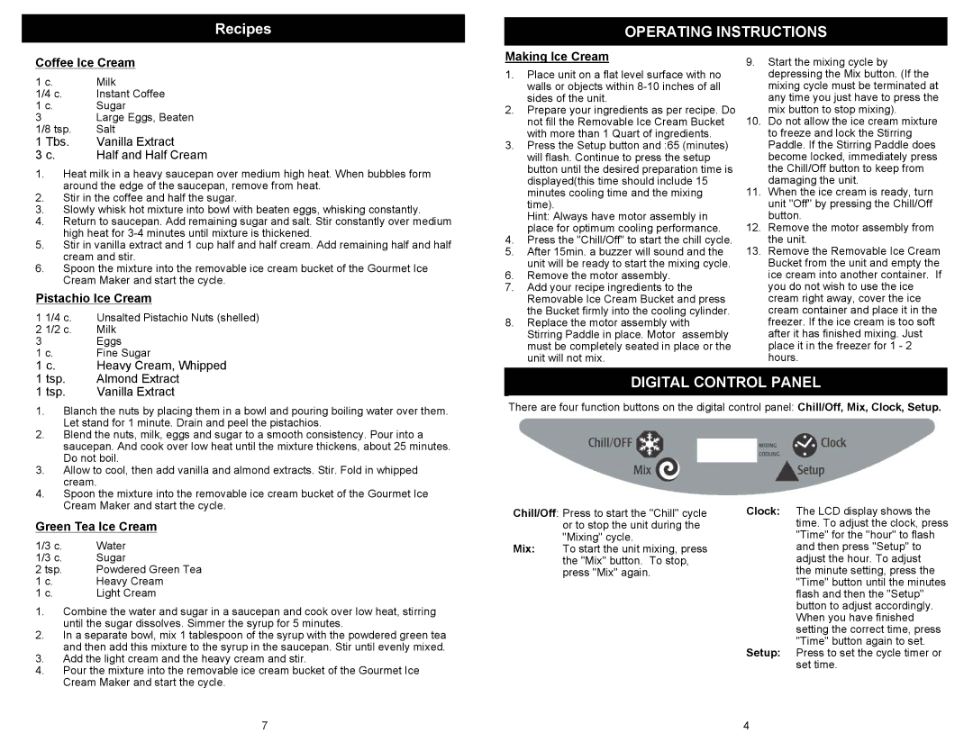 Euro-Pro KP170E owner manual Operating Instructions, Digital Control Panel 