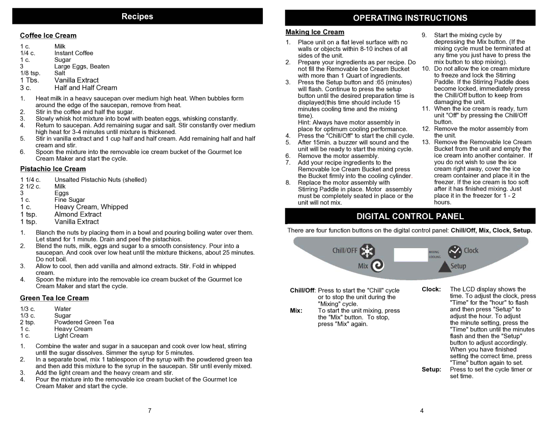 Euro-Pro KP170E owner manual Operating Instructions, Digital Control Panel 