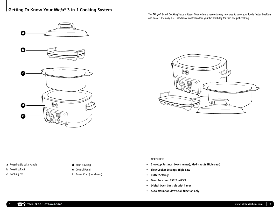 Euro-Pro MC701W 15, MC703CO 15, MC702 15, MC703 15, MC700 15    15 Getting To Know Your Ninja 3-in-1 Cooking System, Features 