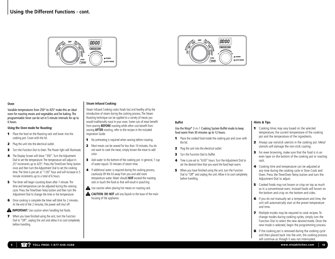 Euro-Pro MC703CO 15, MC702 15, MC703 15, MC700 15    15, MC701W 15, MC701 15 manual Using the Different Functions, Oven 