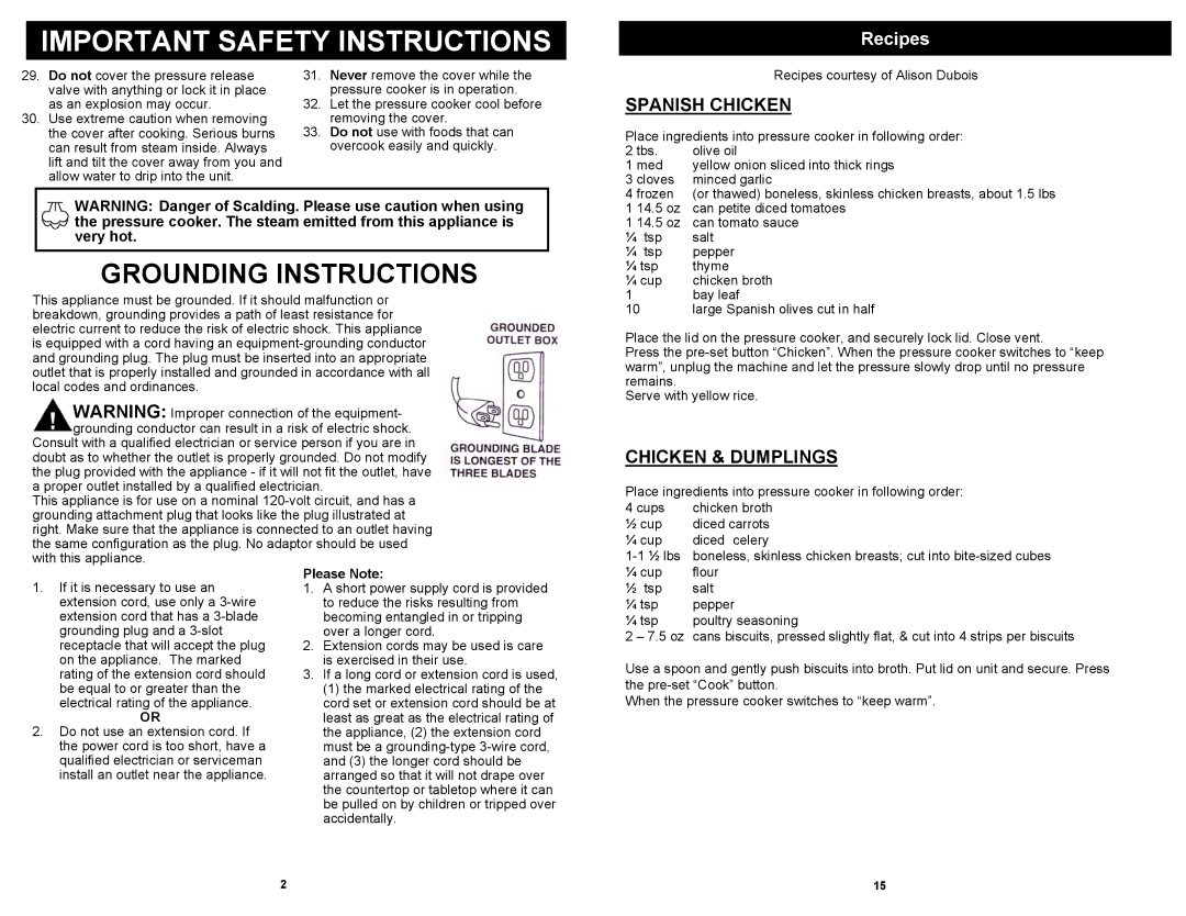 Euro-Pro PC107H owner manual Recipes, Please Note 