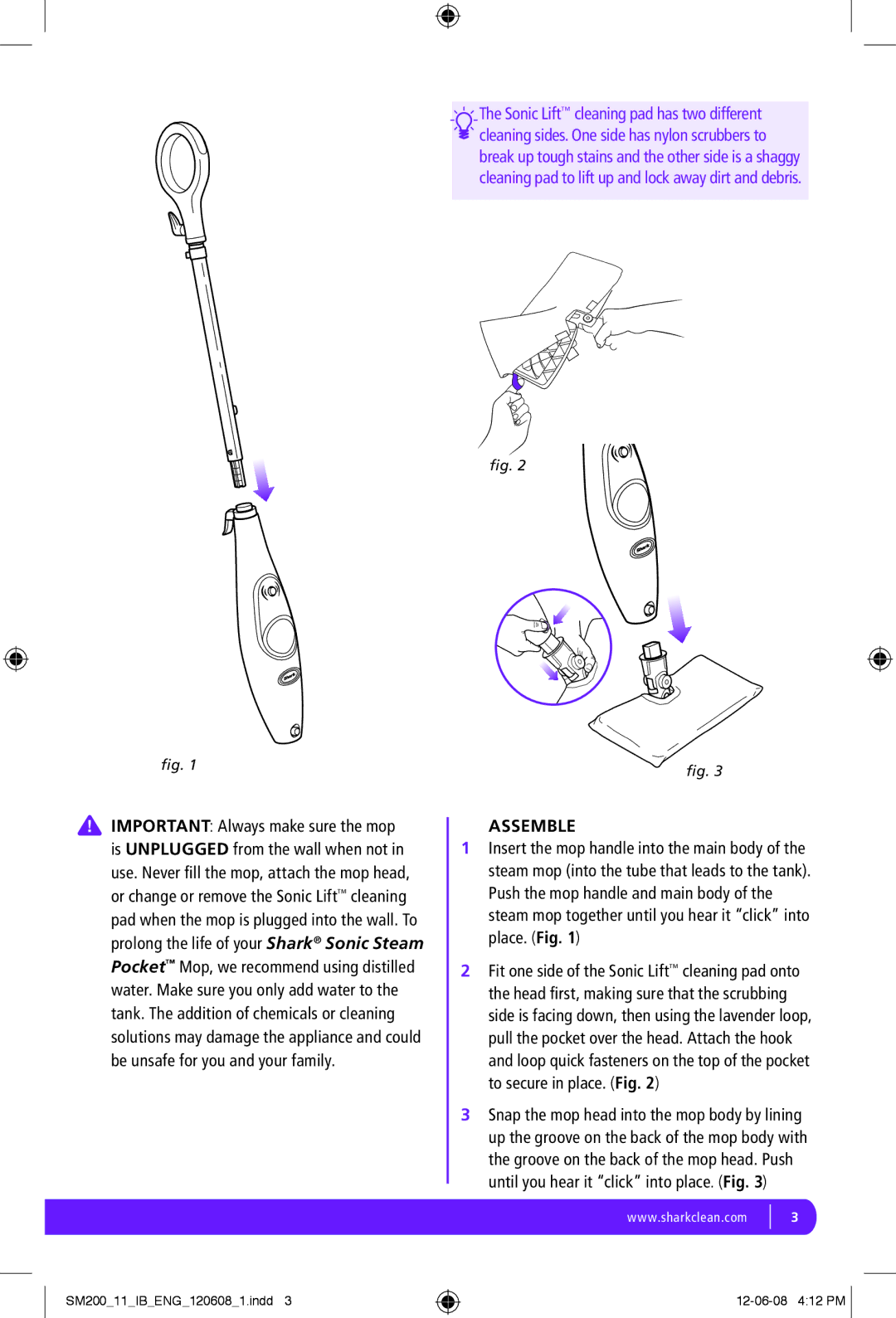 Euro-Pro SM200 manual Assemble 