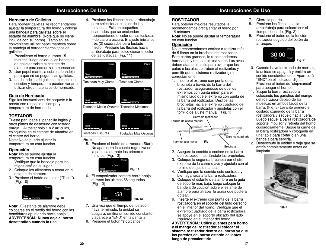 Euro-Pro TO31 owner manual Horneado de Galletas, Guía de Horneado, Tostador, Rostizador 