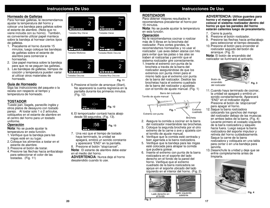 Euro-Pro TO31 owner manual Horneado de Galletas, Guía de Horneado, Rostizador, Tostador 