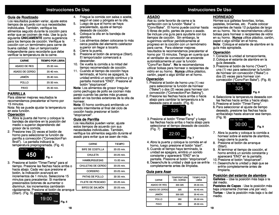 Euro-Pro TO31 Guía de Rostizado, Guía de Parrilla, Asado, Guía para Asar, Horneado, Posición del estante de alambre 
