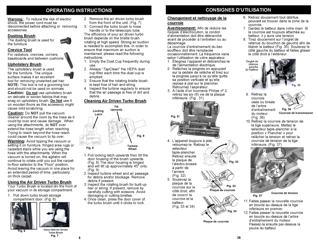 Euro-Pro UV210BV, UV210C, UV210BS owner manual Operating Instructions Consignes D’UTILISATION 