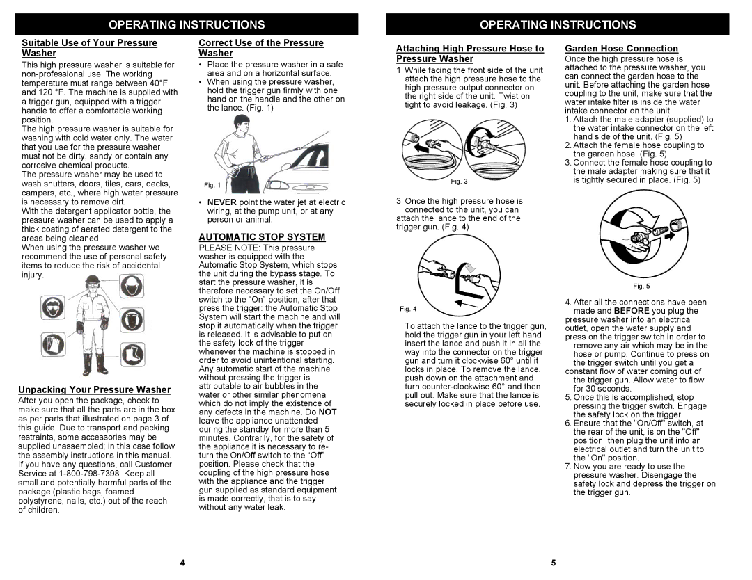 Euro-Pro VPW38HB owner manual Automatic Stop System 