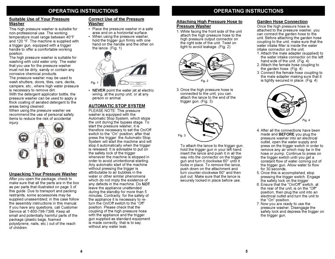 Euro-Pro VPW39 owner manual Automatic Stop System 