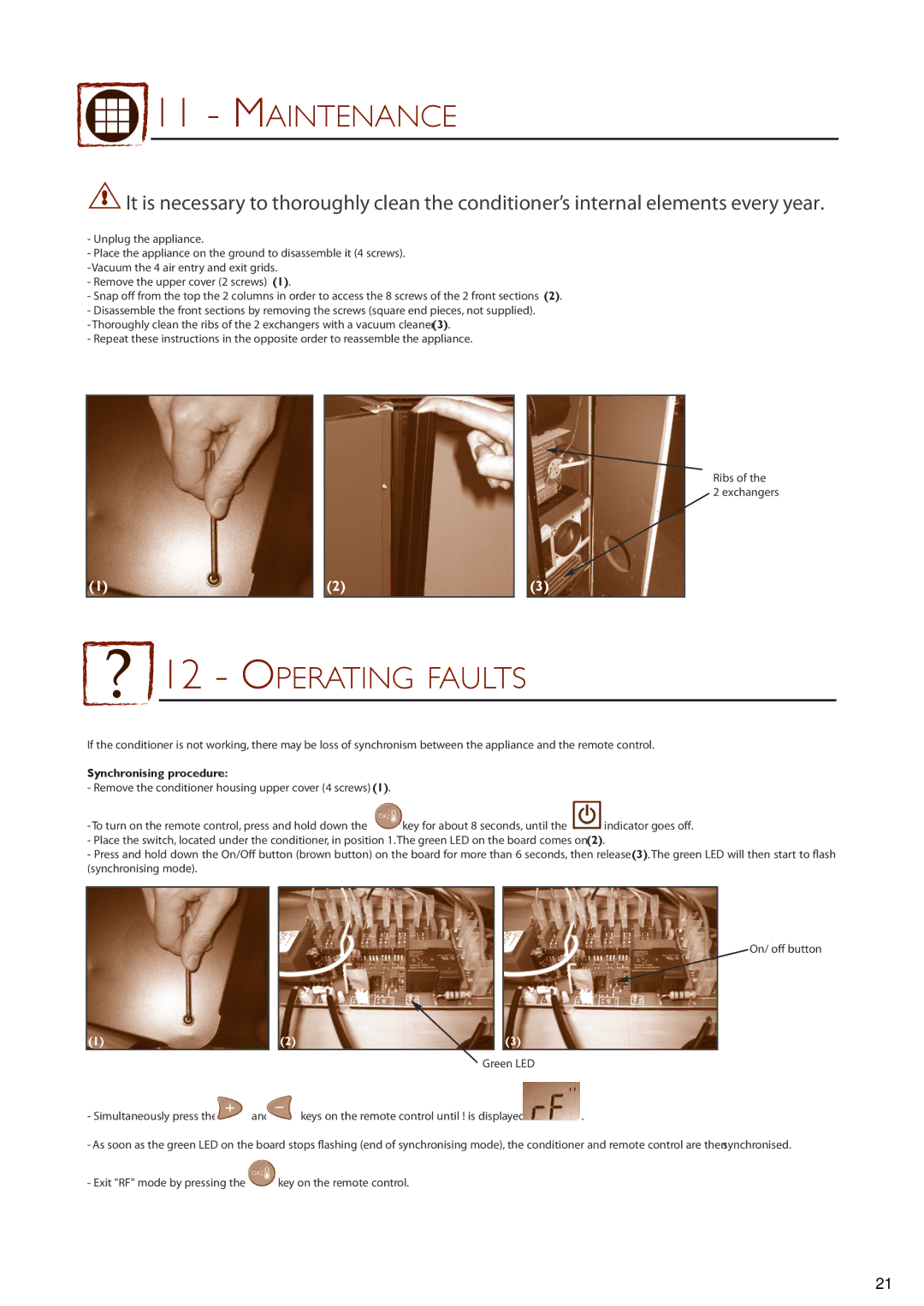 Eurocave 25, 50 installation instructions Maintenance, Operating Faults 