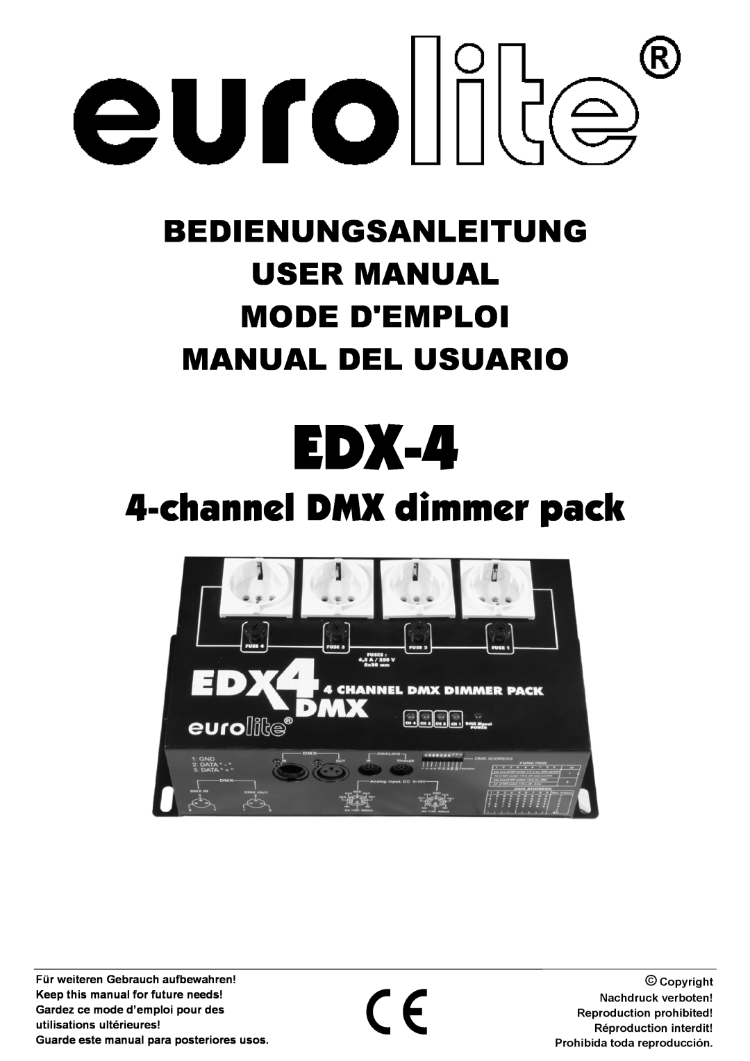 EuroLite Cases 4-channel DMX dimmer pack user manual EDX-4 