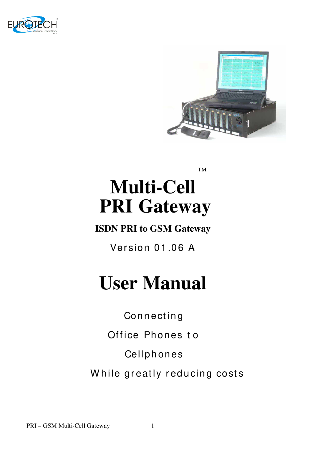 Eurotech Appliances Multi-Cell PRI Gateway, 01.06 A user manual 