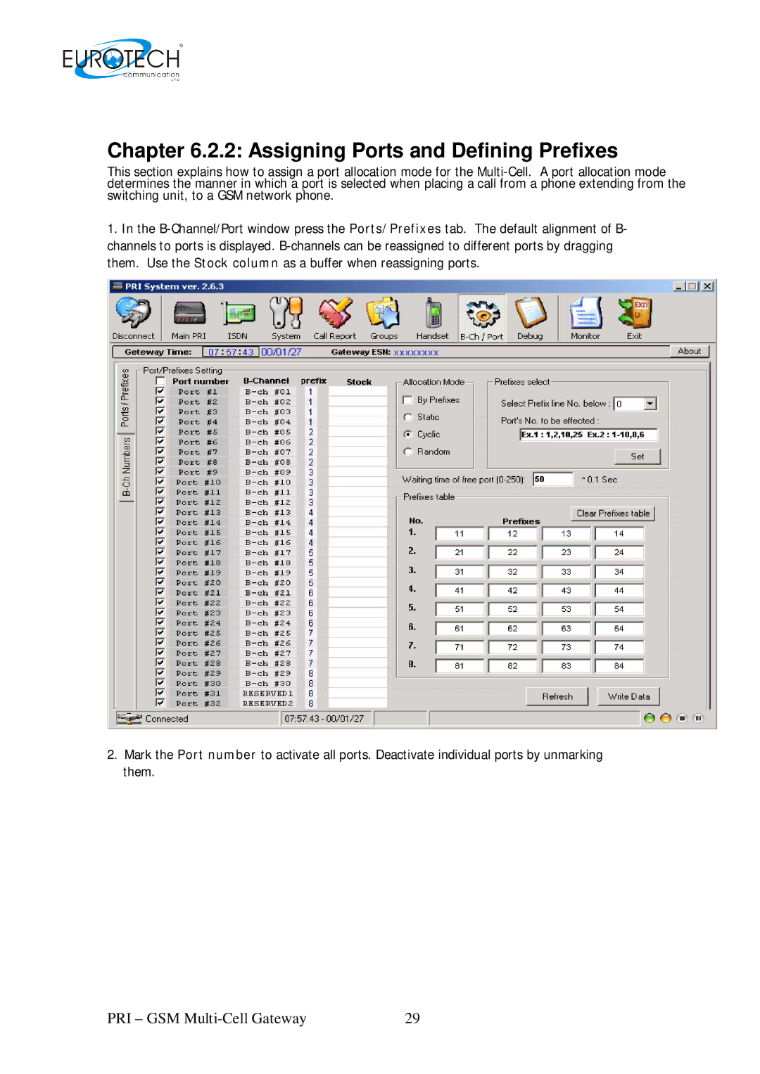 Eurotech Appliances Multi-Cell PRI Gateway, 01.06 A user manual Assigning Ports and Defining Prefixes 