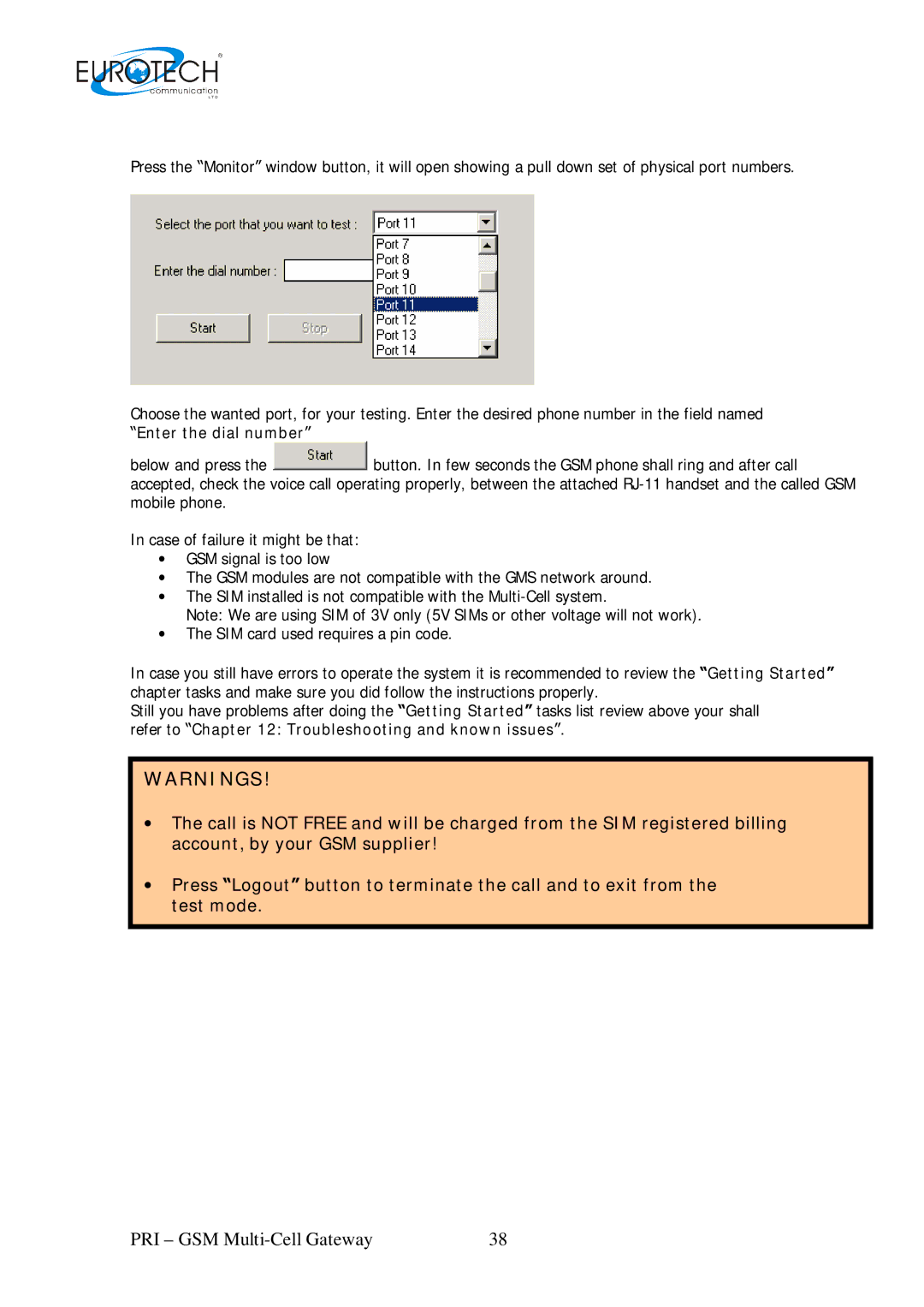 Eurotech Appliances 01.06 A, Multi-Cell PRI Gateway user manual PRI GSM Multi-Cell Gateway 