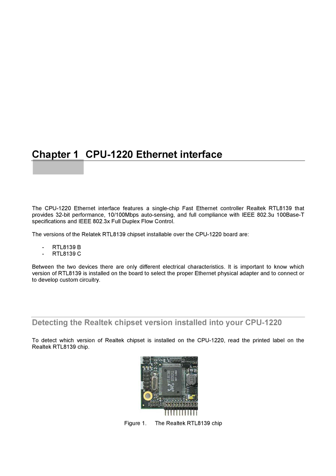 Eurotech Appliances An0038 manual CPU-1220 Ethernet interface, Realtek RTL8139 chip 