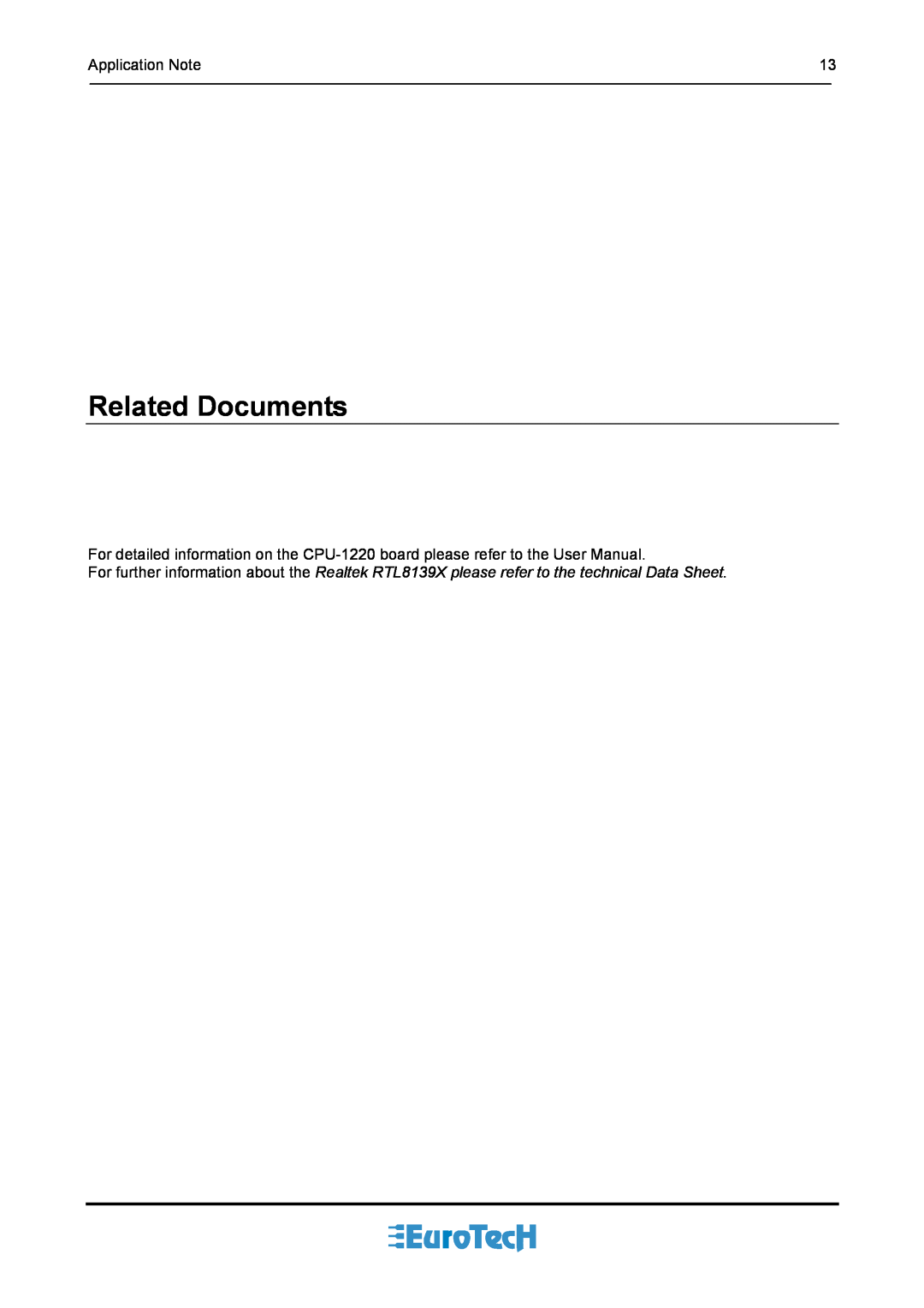 Eurotech Appliances An0038 manual Related Documents 