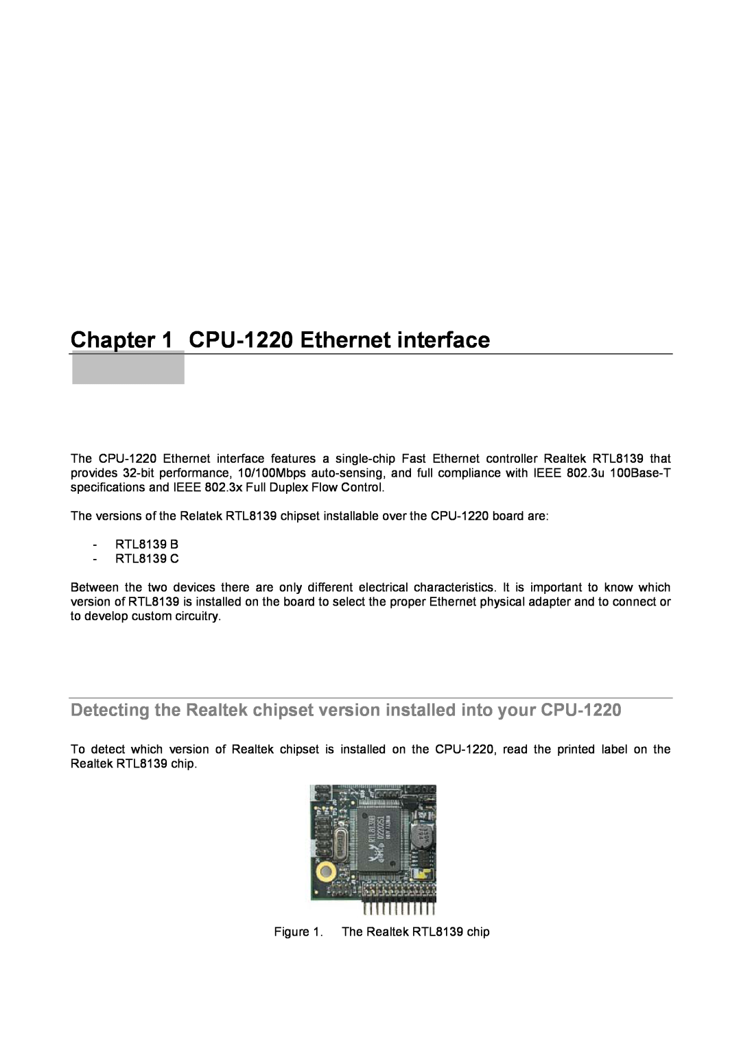 Eurotech Appliances An0038 CPU-1220 Ethernet interface, Detecting the Realtek chipset version installed into your CPU-1220 