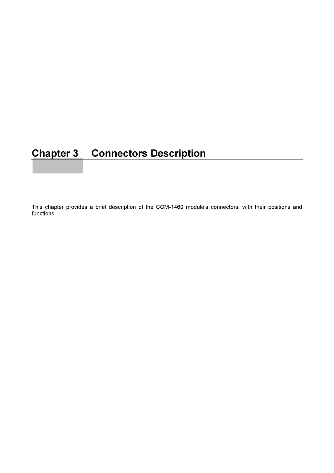 Eurotech Appliances COM-1460 user manual Connectors Description 