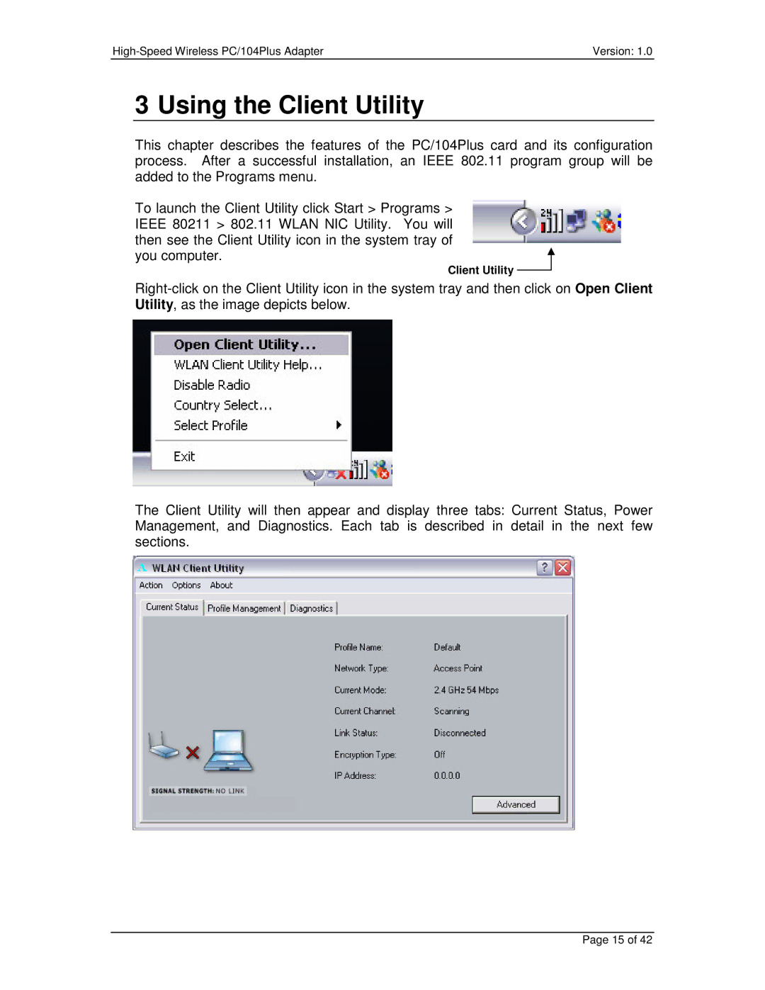 Eurotech Appliances PC/104PLUS user manual Using the Client Utility 