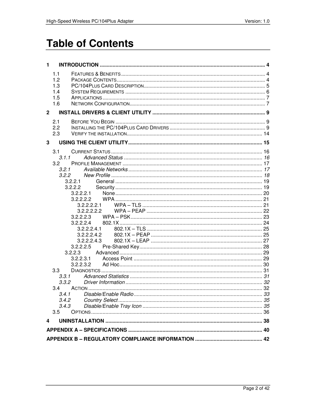 Eurotech Appliances PC/104PLUS user manual Table of Contents 