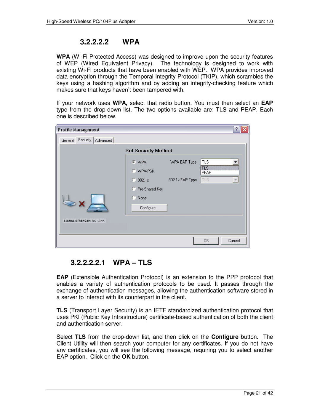 Eurotech Appliances PC/104PLUS user manual 2.2.2 WPA, Wpa Tls 