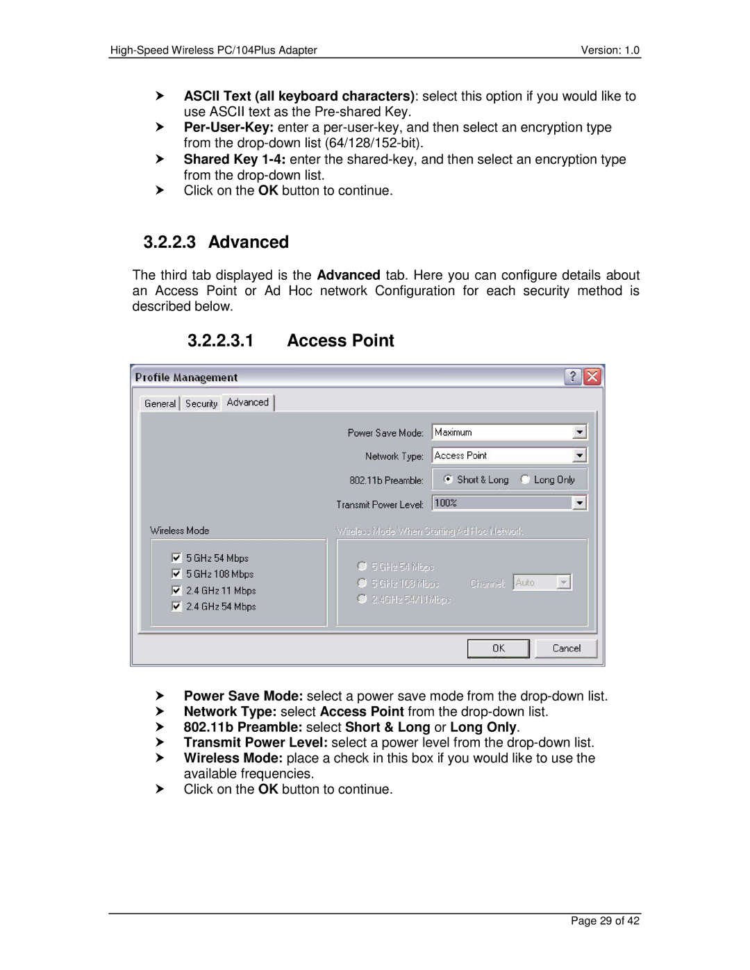 Eurotech Appliances PC/104PLUS user manual Advanced, Access Point 