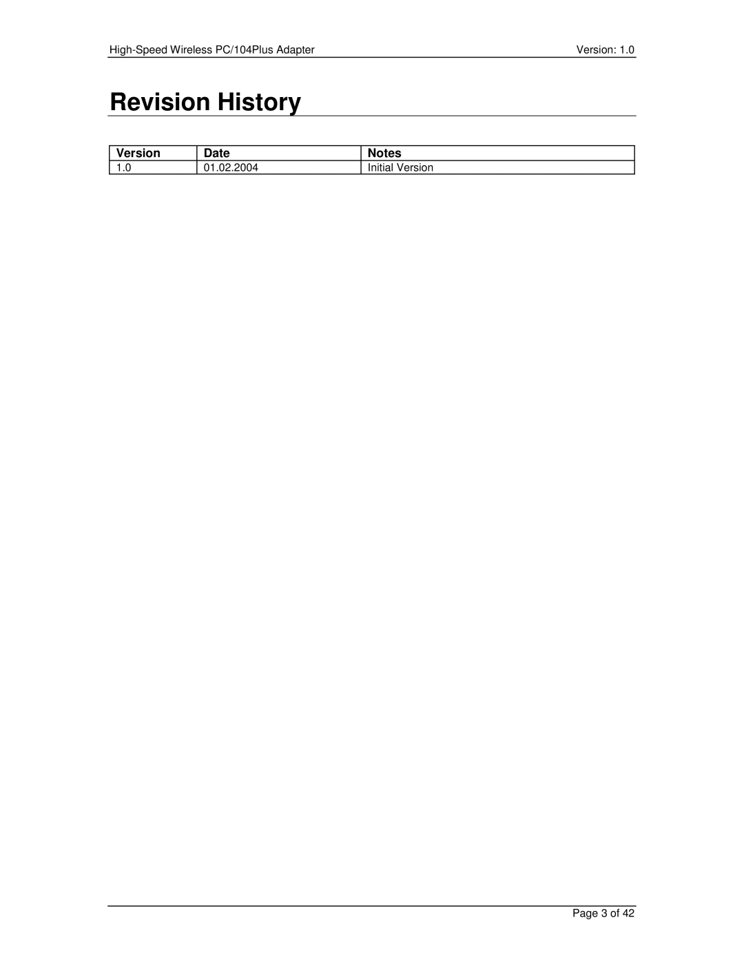 Eurotech Appliances PC/104PLUS user manual Revision History 